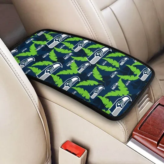 Discover Seattle Seahawks Car Armrest Cushion Hawaiian Print Auto Car Box Cover Pad