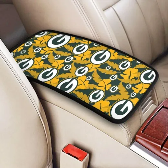 Discover Green Bay Packers Car Armrest Cushion Hawaiian Print Auto Car Box Cover Pad