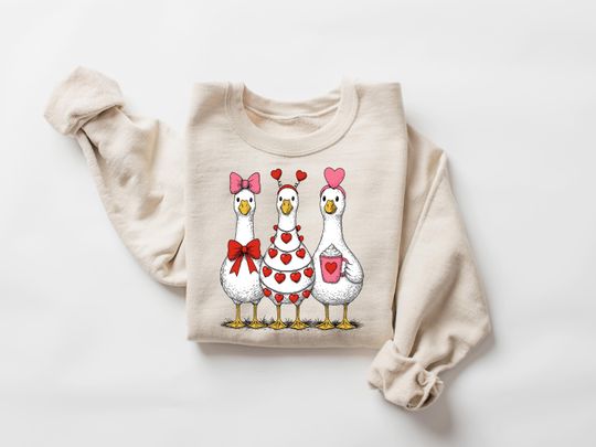 Just a Lovely Goose Valentine Shirt, Funny Valentine's Day Sweatshirt, Cute Valentines Goose Tee, Love Silly Goose Valentine Sweatshirt