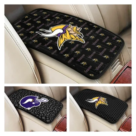 Discover Minnesota Vikings Car Handrail Box Cushion Car Center Control Armrest Cover Pad