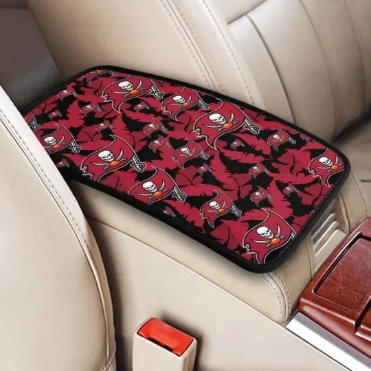 Discover Tampa Bay Buccaneers Car Armrest Cushion Hawaiian Print Auto Car Box Cover Pad