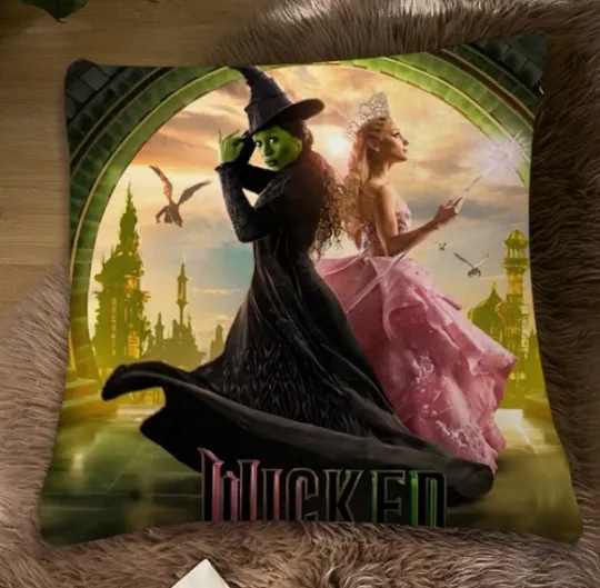 Discover Wicked Movie Elphaba & Glinda Themed Throw Pillowcase