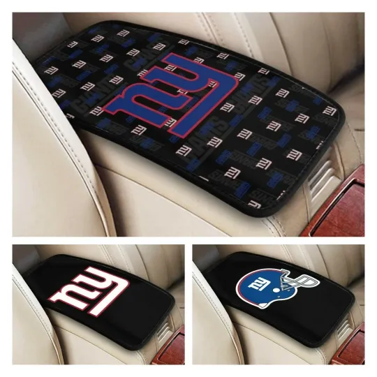 Discover New York Giants Car Handrail Box Cushion Car Center Control Armrest Cover Pad
