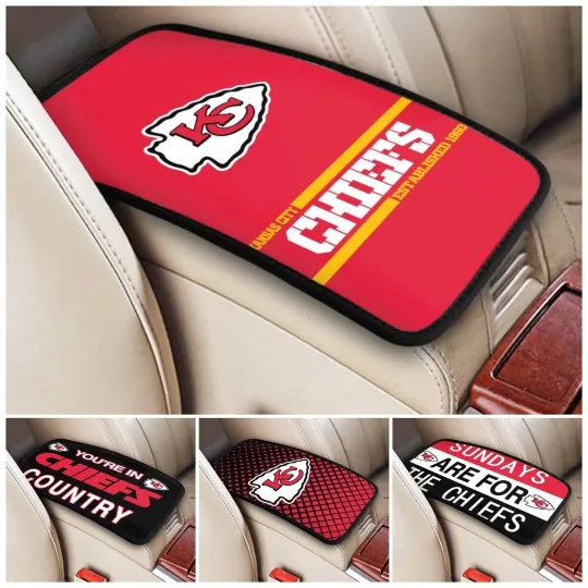 Discover New Kansas City Chiefs Car Armrest Cushion Auto Handrail Box Cover ,fans Gift