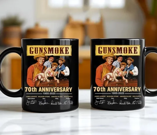 Discover Gunsmoke 70th Anniversary 1955-2025 Signatures Mug, Coffee Mug With Fan