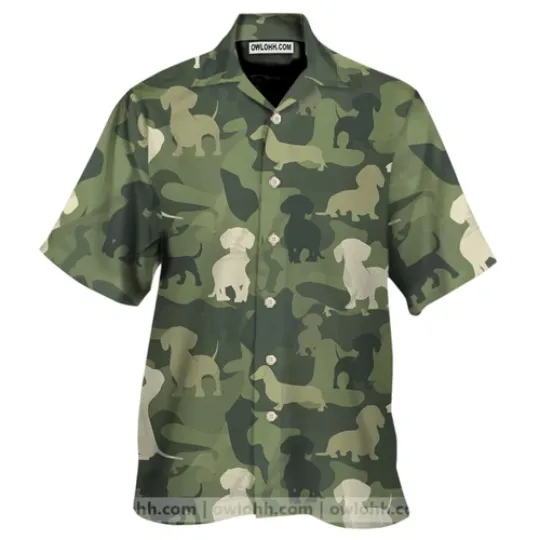 Discover Dachshund Camo Beach Shirt, Aloha Summer Beach Button Down For Men