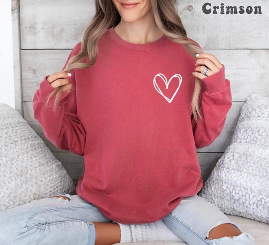 Discover Comfort Colors Valentines Heart Sweatshirt, Womens Valentine Crewneck, Gift For Girlfriend, Mom Valentine Sweater, Retro Love Pullover
