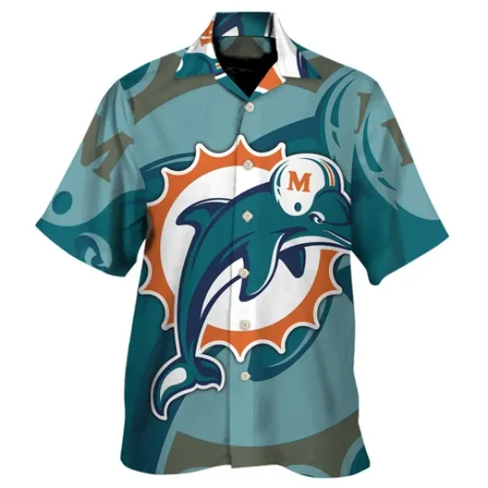 Discover Classic Miami Dolphin Hawaiian Shirt Aloha Summer Beach Button Down For Men