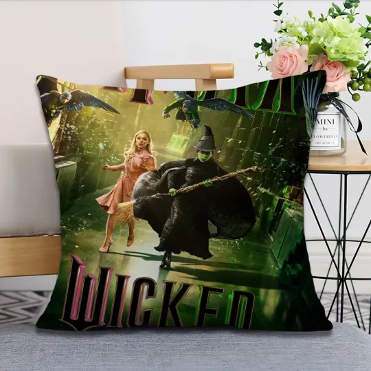 Discover Wicked Movie Elphaba & Glinda Themed Polyester Throw Pillowcase