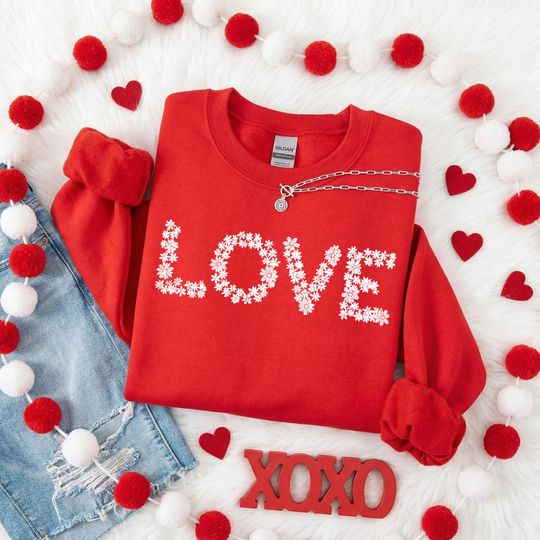 Discover Love Floral Valentines Gildan Sweatshirt Sweetheart Gift for Her