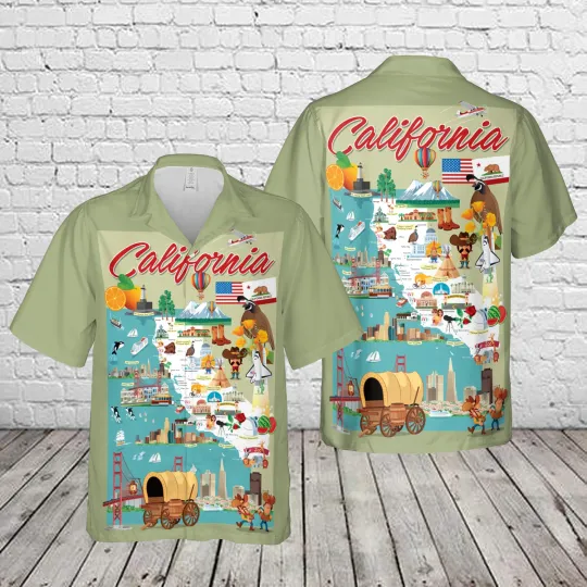 Discover California Map Hawaiian Shirt