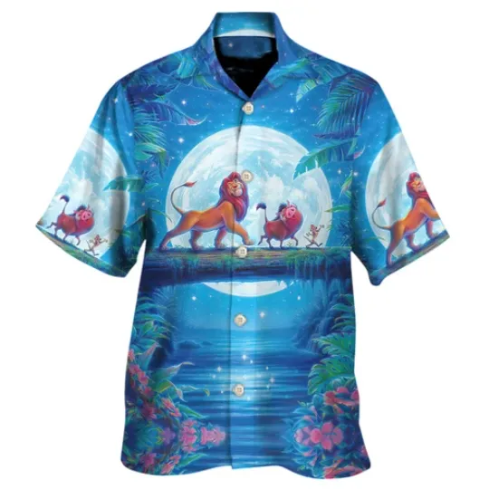 Discover Lion Hawaiian Shirt Aloha Summer Beach Button Down