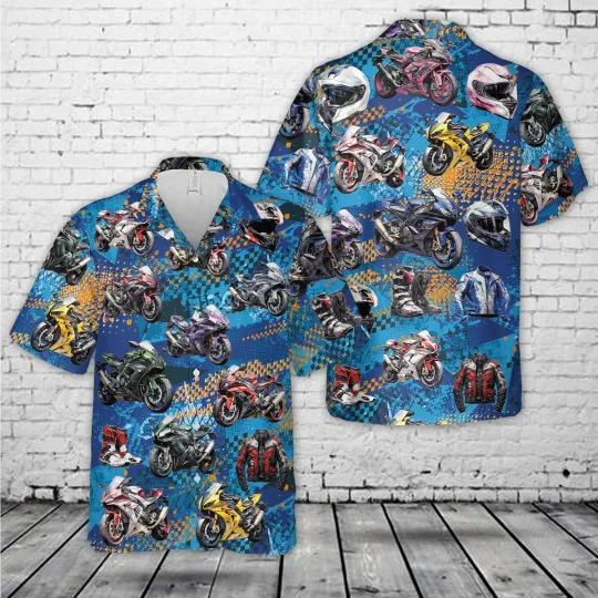 Discover Racing Motorcycle Hawaiian Shirt