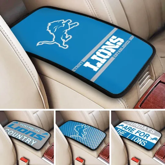 Discover New Detroit Lions Car Armrest Cushion Auto Handrail Box Cover ,fans Gift