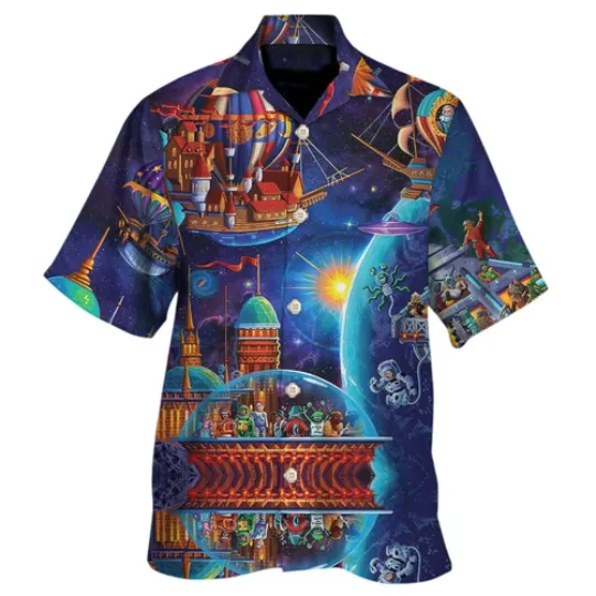 Discover Space Exploration Hawaiian Shirt Aloha Summer Beach Button Down For Men