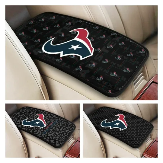 Discover Houston Texans Car Handrail Box Cushion Car Center Control Armrest Cover Pad