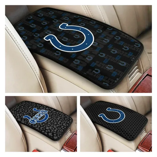Discover Indianapolis Colts Car Handrail Box Cushion Car Center Control Armrest Cover Pad