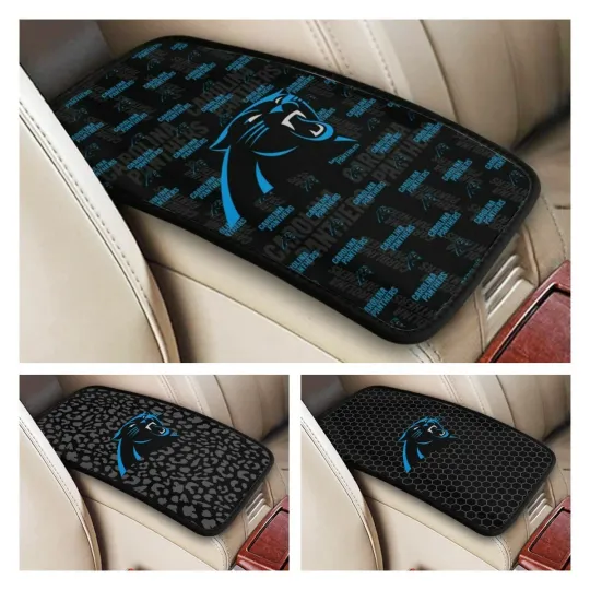 Discover Carolina Panthers Car Handrail Box Cushion Car Center Control Armrest Cover Pad