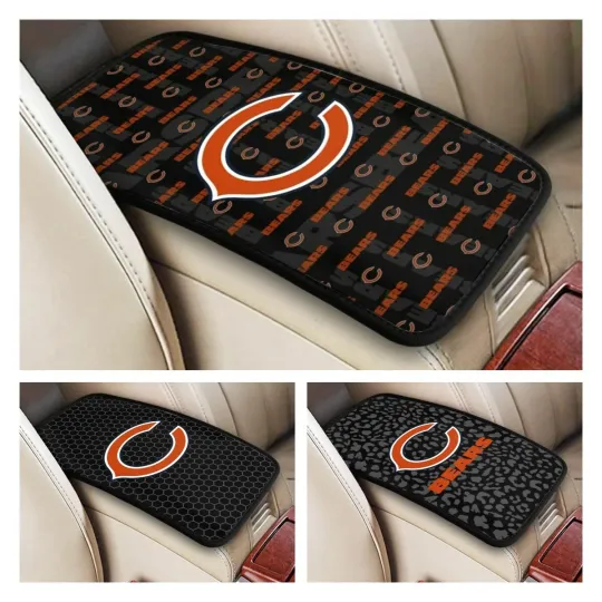 Discover Chicago Bears Car Handrail Box Cushion Car Center Control Armrest Cover Pad
