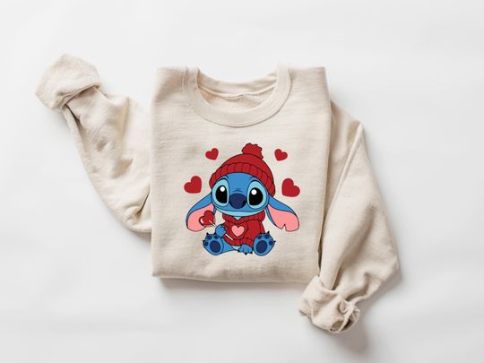 Discover Stitch Valentine's Day Sweatshirt, Disney Love Sweater, Lilo And Stitch Shirt, Stitch Lover Gift, Stitch Love Candy Sweatshirt