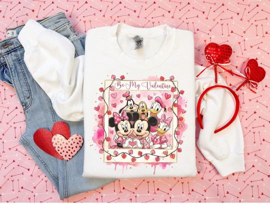 Discover Be My Valentine Disneyland Valentines Sweatshirt, Mickey and Friends Valentine's Day Sweater, Disney Couples