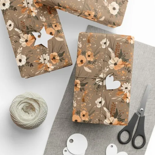 Discover Mocha Floral Gift Wrap for Holidays and Special Occasions
