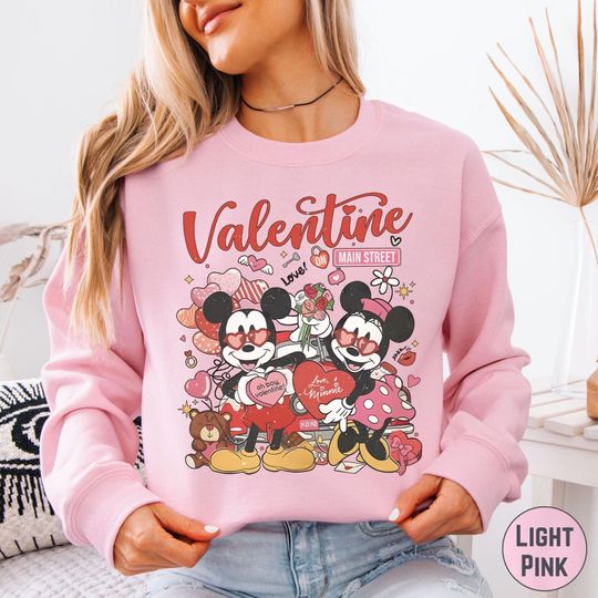 Discover Disney Valentine Main Street Sweatshirt Retro Couple Sweater Hoodie for Romantic Disney Trips