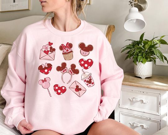 Discover Im Here For The Snacks Valentine Shirt & Sweatshirt, Disney Valentine Tee, Mickey Ear Valentine Top, Cute Snack Lover Shirt, Valentine