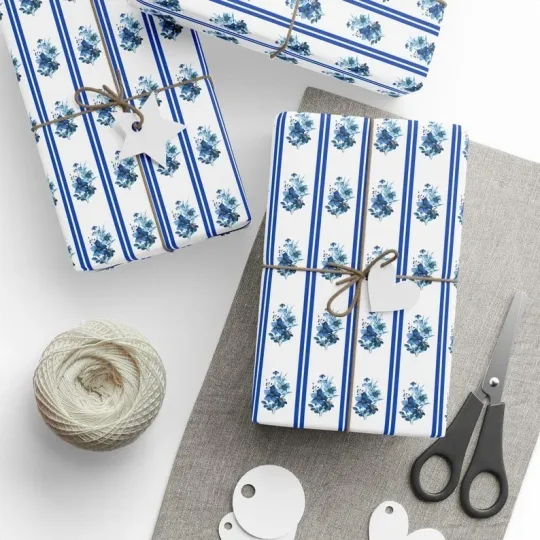 Discover Watercolor Blue Wave Wrapping Paper with Nautical Ocean Design