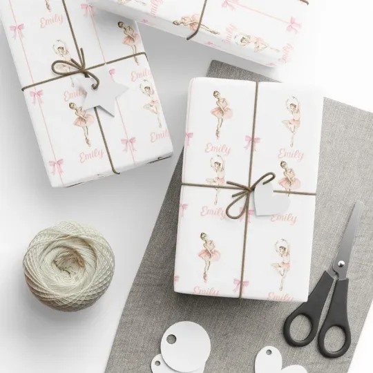 Discover Personalized Ballerina Wrapping Paper - Elegant Ballet Birthday Gift Wrap