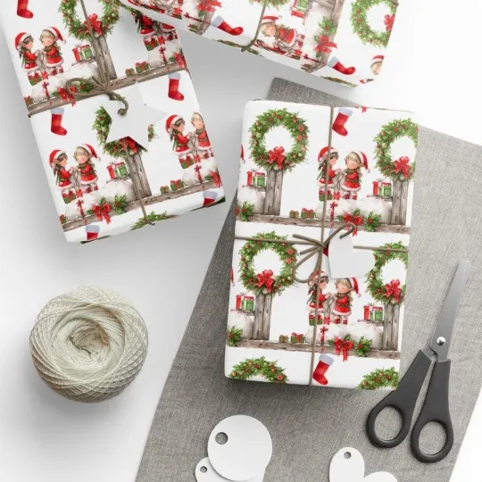 Discover Elf Girls Christmas Wrapping Paper, Cute Festive Holiday Gift Wrap