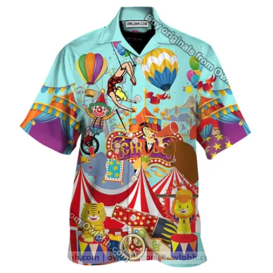 Discover Circus Hawaiian Shirt Aloha Summer Beach Button Down For Men