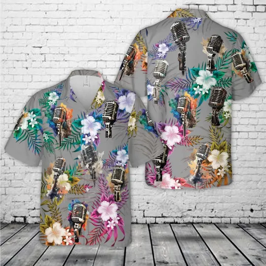 Discover Vintage Condenser Microphone Hawaiian Shirt