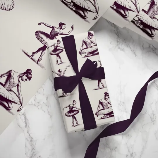 Discover Purple Ballerina Wrapping Paper - Elegant Ballet Dancer Holiday Gift Wrap