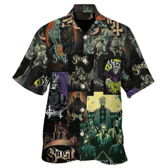 Ghost Creative Hawaiian Shirt Aloha Summer Beach Button Down