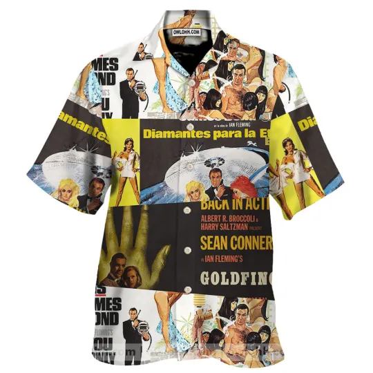 James Bond Movie Hawaiian Shirt Aloha Summer Beach Button Down For Men