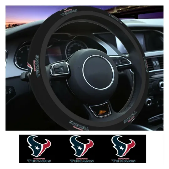 Discover Houston Football Car Steering Wheel Cover Anti-slip Elastic Decorative