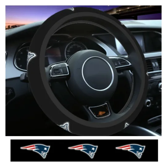 Discover New England Football Car Steering Wheel Cover Anti-slip Elastic Decorative