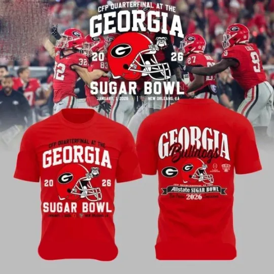 Discover Georgia Football 2026 Bull, dog Sugar Bowl T-shirt Sizes S–5XL for Men & Women