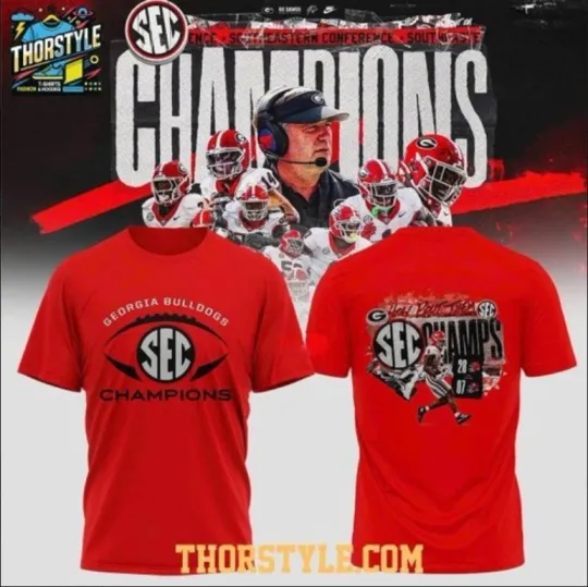 Discover HOT!!Georgia Dogs SEC Football Champs 2025 Special Edition 2D Fan T-Shirt