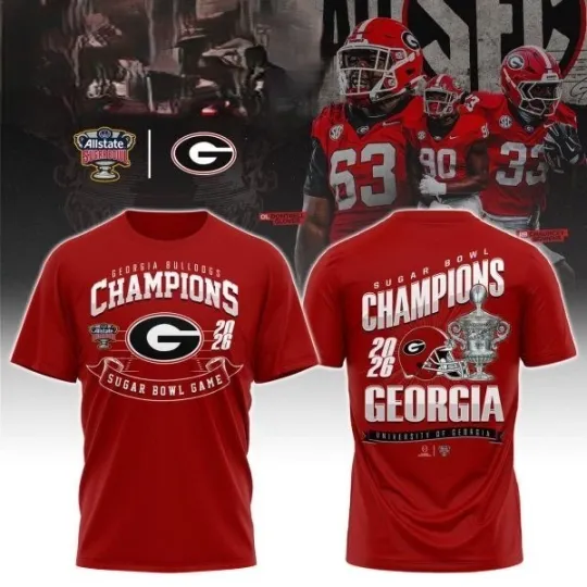 Discover HOT!! Georgia 2025-2026 Sugar Bowl Champions  T-Shirt 2D