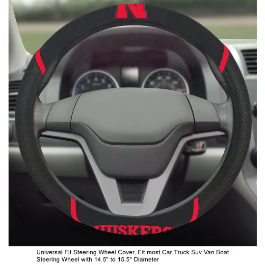 Discover Nebraska Cornhuskers Black Mesh Extra Grip Steering Wheel Cover