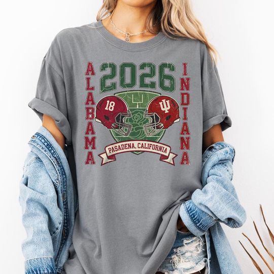 Albm vs Indiana 2026 Rose Bowl T-Shirt, College Football Playoff Game Gift, Pasadena California Matchup Graphic Tee
