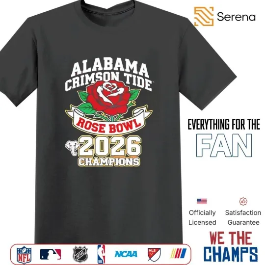 Discover Crimson Tide Rose Bowl Champions 2026 logo shirt