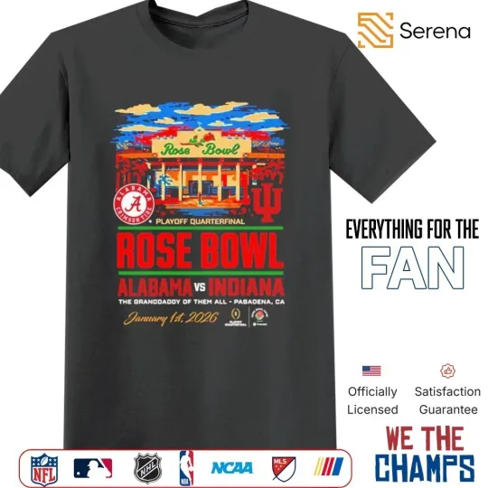 Crimson Tide vs Horses 2026 Rose Bowl Stadium T-Shirt