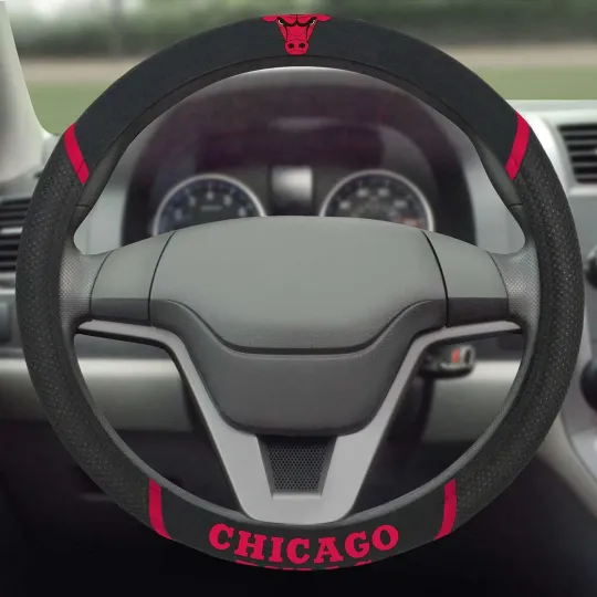 Discover Chicago Basketball Car Truck Black Mesh Comfort Grip Steering Wheel Cover