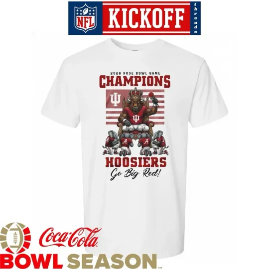 Indiana Hoosiers 2026 Rose Bowl Game Champions Mascot T-Shirt