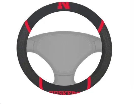 Discover NEBRASKA CORNHUSKERS  Black Mesh  Grip Car Truck Steering Wheel Cover