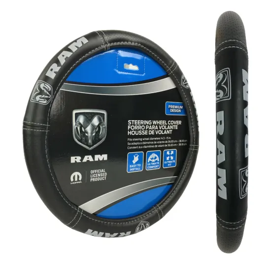 Discover Ram Logo Gray Car Truck SUV Steering Wheel Cover