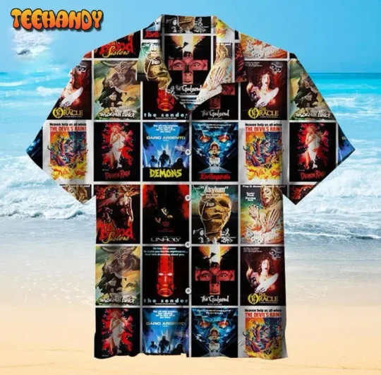 Discover Horror Demons Monster Vintage Trash Movie Posters Horror Hawaiian Shirt